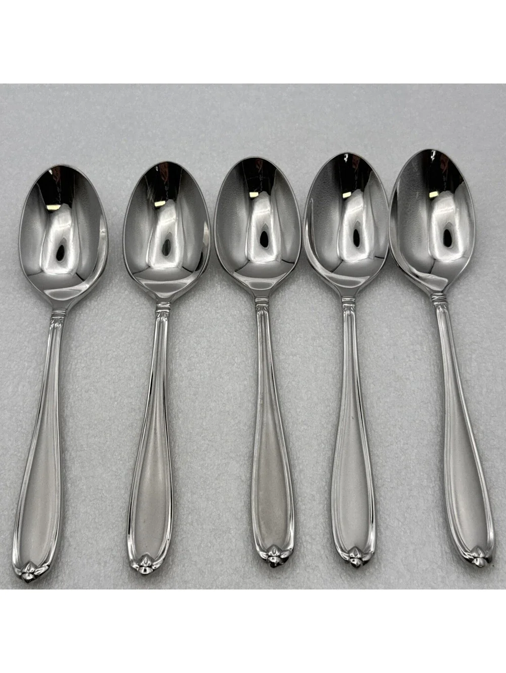 Set Of 5 Princess House BARRINGTON Oval Soup Spoons 18/10 Stainless Flatware 7